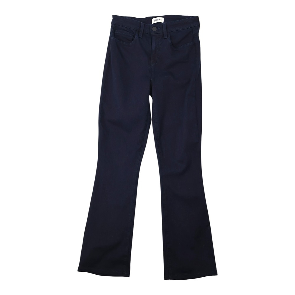 L'AGENCE Ruth Metro Dark Blue Indigo‎ High Rise Straight Leg Jeans Hemmed 26 EUC